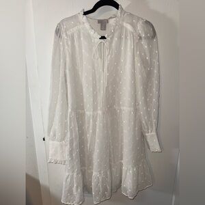 H&M White Long Sleeve Dress